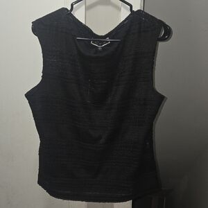 Chic Black Textured Sleeveless Blouse